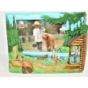 Rivers Edge Family Fishing Cabin Picture Frame 4 x 6 Inch Photo Polyresin 3-D